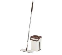 Ensemble Balai Serpillère et Seau, Seau Double Compartiment Humide et à Sec pour Nettoyage des Sols .Fanzhong