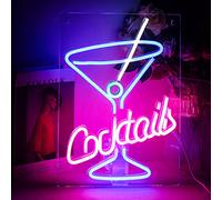 Ensemble Bar Cocktail Néon Bleu LED Gobelet Rose Martini Verre Lumineux Acrylique Wall Lights Saloon Restaurant Wedding Party Decoration