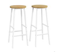 Ensemble bar de cuisine - îlot avec rangement et 2 tabourets - blanc aspect bois