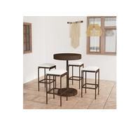 Ensemble bar de jardin 5 pcs et coussins Résine tressée Marron