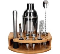 Ensemble Barman 12 el avec support Rond en Argent Shaker Cobbler