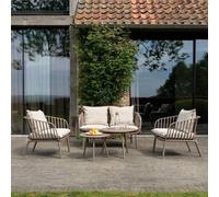 Ensemble bas de jardin en résine et acier 4p Marron MARINA