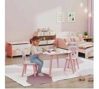 Ensemble Bébé Rose 60x60x44cm - Pin Animaux Jardin - Chambre Enfant 3-8 Ans - Jeux Repas - Design Ludique Sécurisé