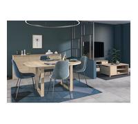 Ensemble BETTY - Buffet & Table Ronde Extensible - Chêne Dakota