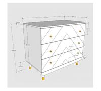 JAXX - BILLY Ensemble de chambre de bébé, composé d'une commode, d'un plan à langer et d'un lit de bébé 60x120 cm, MDF laqué blanc satiné