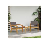 Ensemble de salon de jardin vidaXL avec coussins, 3 pièces, polyester marron