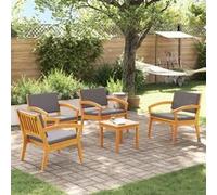 vidaXL Ensemble bistrot avec coussins 5 pièces Marron Polyester