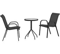 Ensemble bistro de jardin 3 pc Noir Acier