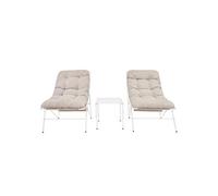 MonsterShop – Ensemble de jardin bistro crème, 2 chaises, table et coussins épais