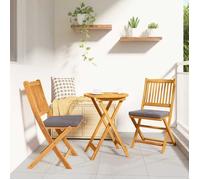 Ensemble bistro de jardin - BURKE - Bois d'acacia massif - Marron - 2 places - Assemblage requis - 1 table - 2 chaises