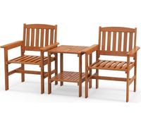 Ensemble bistro en bois 3 pièces avec 2 chaises, table et trou pour groupe de sièges parasol