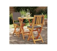 vidaXL Ensemble bistrot avec coussins 3 pièces Bois massif d'acacia naturel huilé