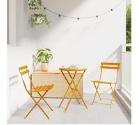 Ensemble bistro pliant - BURKE - 3 pièces - Moutarde - Acier - 50x50x71 cm - Table pliante - Chaises pliables