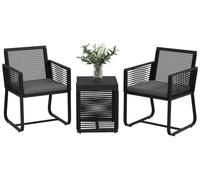 Ensemble bistrot 3 pièces Ensemble balcon Ensemble terrasse, résistant aux intempéries, design moderne, 53 cm x 57 cm x 77 cm, noir + gris