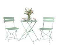 Ensemble bistrot de jardin - 3 pièces - table et 2 chaises pliantes à lattes san montage - métal -42x48x80cm - vert
