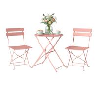 Ensemble bistrot de jardin - 3 pièces - table et 2 chaises pliantes à lattes san montage - métal -42x48x80cm - rose
