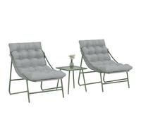 Ensemble bistrot de jardin - Outsunny - 2 chaises, table basse et coussins - métal - 3 pièces - gris clair