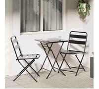Ensemble bistrot pliable - BURKE - Anthracite - Acier - Finition mate - Pliable - Table carrée - 2 chaises