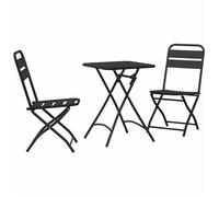 Ensemble bistrot pliant - BURKE - Anthracite - Acier - 3 pièces - 1 Table - 2 Chaises - 55x55x72,5 cm - Respirant