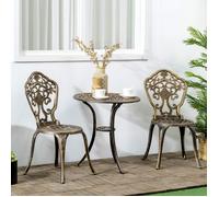 Ensemble bistrot pour jardin en aluminium salon de jardin 3 pièces 2 chaises + table ronde imitation fer forgé