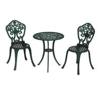 Ensemble bistrot pour jardin - Outsunny - salon 3 pièces 2 chaises 1 table ronde imitation fer forgé - aluminium - vert