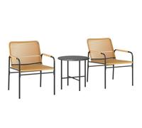 Ensemble bistrot rotin 3 pièces 2 fauteuils table 54x66x76cm jaune Outsunny