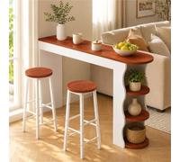 Ensemble Bistrot Table De Bar Avec 2 Tabourets Table Haute Mange Debout Pub | Structure Métallique Renforcée, Repose-pieds Intégrés Et Plateau Stable Pour Un Usage Quotidien(Brown,140CM/55.1IN)
