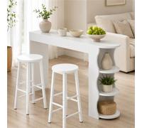 Ensemble Bistrot Table De Bar Avec 2 Tabourets Table Haute Mange Debout Pub | Structure Métallique Renforcée, Repose-pieds Intégrés Et Plateau Stable Pour Un Usage Quotidien(White,120CM/47.2IN)