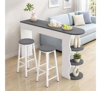 Ensemble Bistrot Table De Bar Avec 2 Tabourets Table Haute Mange Debout Pub | Structure Métallique Renforcée, Repose-pieds Intégrés Et Plateau Stable Pour Un Usage Quotidien(Gray,120CM/47.2IN)