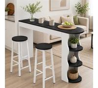 Ensemble Bistrot Table De Bar Avec 2 Tabourets Table Haute Mange Debout Pub | Structure Métallique Renforcée, Repose-pieds Intégrés Et Plateau Stable Pour Un Usage Quotidien(Black,120CM/47.2IN)