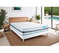 Ensemble BODYFLEX 140 x 200 cm Sommier Kit BLANC - 26cm - Ressorts ensachs et mmoire de forme - Equilibr - Sommier kit Blanc