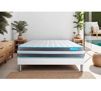 Ensemble BodyForm 140 x 200 cm - 20cm - Mmoire de forme - Equilibr - Sommier Tapissier Blanc