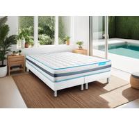 Ensemble BodyZone 160 x 200 cm - 24cm - Ressorts ensachs - Tonique - Double sommiers Blanc