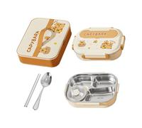 Ensemble boîte à lunch en acier inoxydable 304 700g Panda/ - 4 boîtes avec bol à soupe, cuillère, baguettes et sac isotherme, résistant au micro-ondes