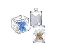 Ensemble Boîtes Rangement Coton Tige Transparent - 2+1 pcs