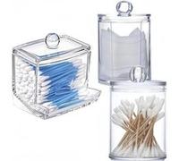 Ensemble Boîtes Rangement Coton Tige Transparent - 2+1 pcs Transparent