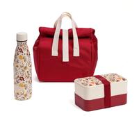Ensemble bouteille isotherme et lunch box Marbella en acier inoxydable