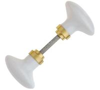 Ensemble boutons de porte olive porcelaine blanc - ALPERTEC - Sur rosace - Double - 120 mm - Demi-tour