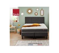 Ensemble boxspring surmatelas + matelas + sommier + tête de lit + pieds ENCHANTEUR Chine gris 2x100x200