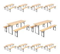Ensemble Brasserie Table et bancs bois 180 cm - Lot de 10 - Oviala Munich