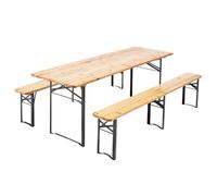 Ensemble brasserie table et bancs de jardin en bois 220 cm - Oviala Munich