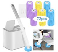 Ensemble brosse et support pour toilettes avec têtes de rechange jetables, kit de nettoyage, brosse de nettoyage pour salle de bain, accessoires WC, outil D 24Pcs blue head