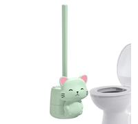 Ensemble brosse WC et support en forme de chat, long manche, montage mural | Brosse WC murale avec support à séchage rapide pour toilettes, baignoires, lavabos