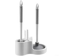 Ensemble brosse WC et support mural avec piston - Kit de nettoyage 4 en 1 pour salle de bain - Nettoyant en profondeur pour cuvette de jante, débouchage des canalisations, élimination des poils