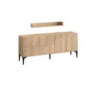 Concept Usine Ensemble buffet et étagère murale Assen Marron