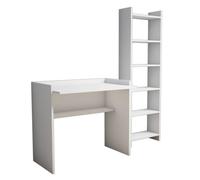 Ensemble bureau avec bibliothèque intégrée 6 niveaux MILAN - Blanc