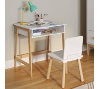 Ensemble bureau enfant ANATOLE avec niche et 1 chaise blanc et bois