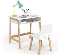 IDMarket - Ensemble Bureau Enfant Anatole avec Niche et 1 Chaise Blanc et Bois