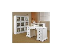 Ensemble Bureau et Bibliothèque blancs - L 163 x l 37 x H 170 cm