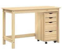 Ensemble bureau et cabinet roulant MOSS 2 pcs Marron